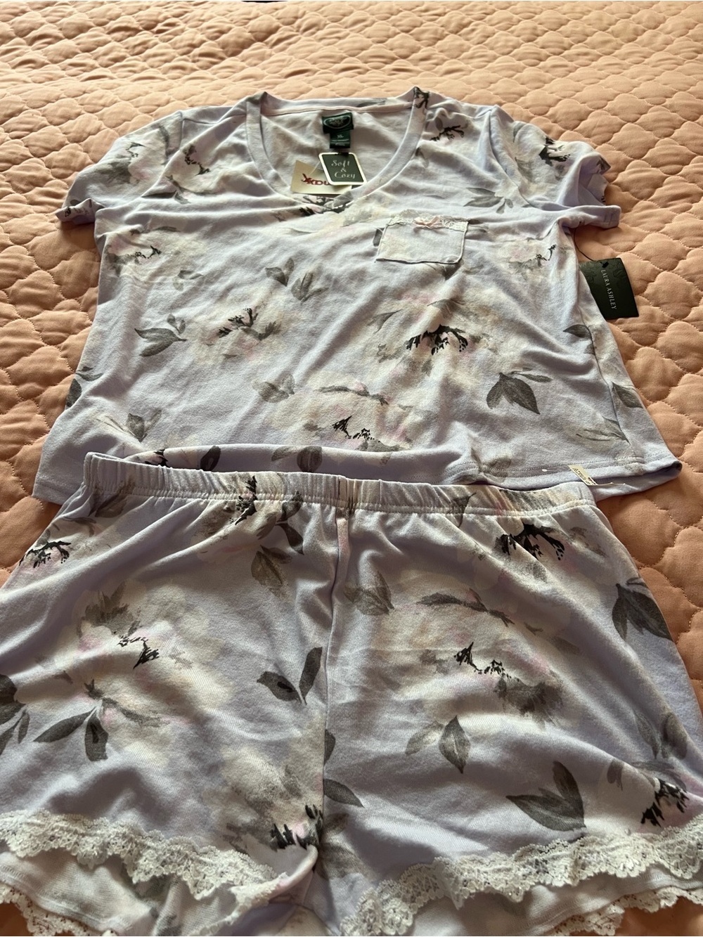 Laura Ashley Lavender Floral Short Pajama Set